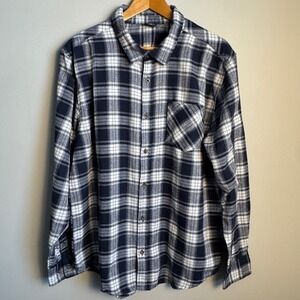 Street Legal Mens Vintage Plaid Shirt Long Sleeve Button Up Navy Size Large